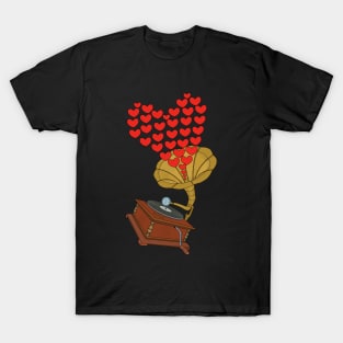 Love Valentine Vintage Gramophone T-Shirt